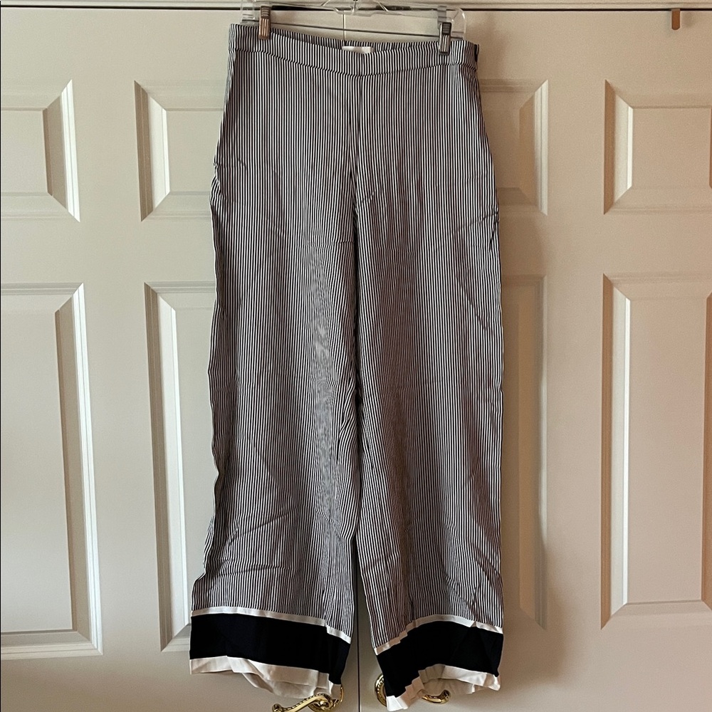H&M Black and White Vertical Stripe Wide-Leg Pants